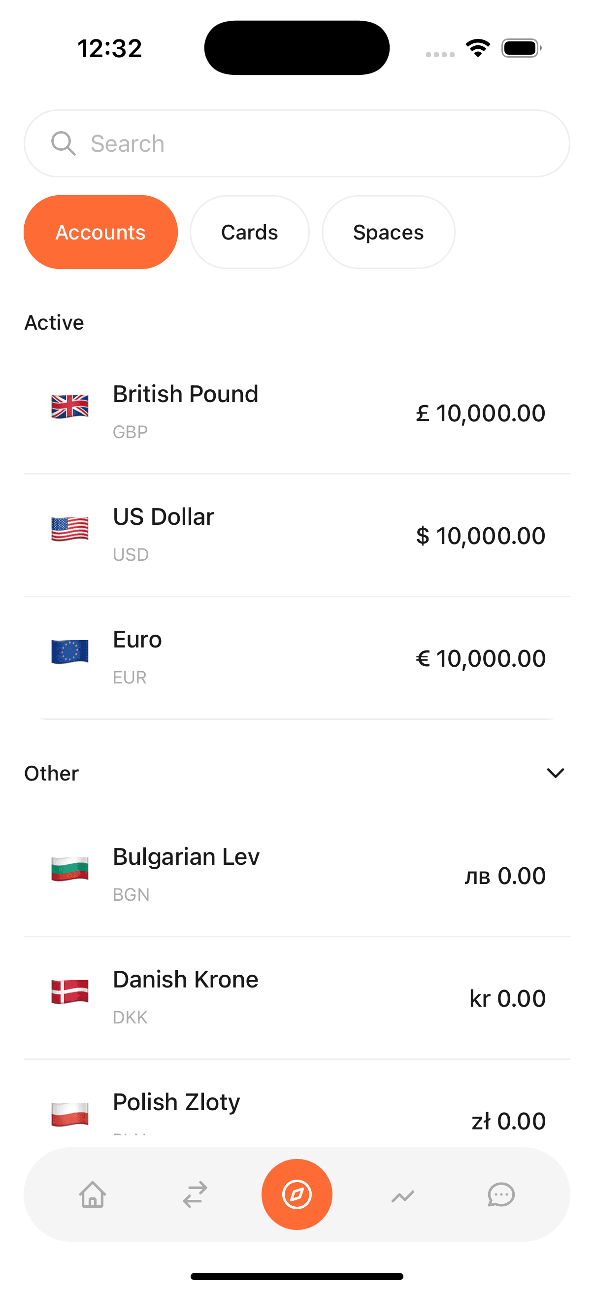 NEONEO Bank App - Währungen